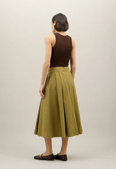 Boglioli Light Popeline Pleated Skirt In Green