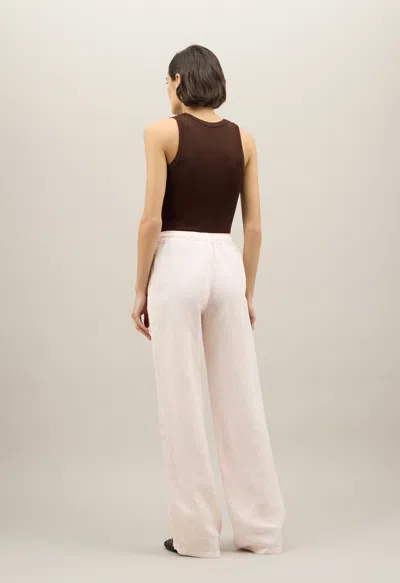 Boglioli Light Wool Honeycomb Jog Wide Trousers In Warm White