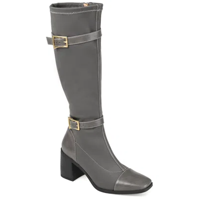Journee Collection Womens Gaibree Stacked Heel Knee High Boots In Grey