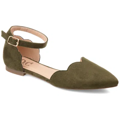 Journee Collection Womens Lana Buckle Pointed Toe Ballet Flats In Green