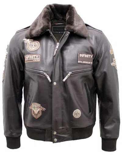 Infinity Leather Mens Leather Us Air Force Bomber Jacket-wellington In Brown