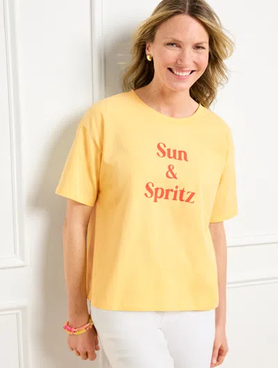 Talbots Plus Petite - Boxy Crewneck T-shirt - Sun Spritz - Cornsilk - 3x  In Cornsilk