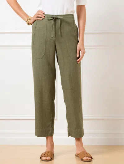 Talbots Plus Petite - Straight Crop Drawstring Pants - Burnt Olive/sagebrush - 3x  In Burnt Olive,sagebrush