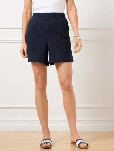 Talbots Plus Petite - Pull-on Gauze Shorts - Blue - 1x - 100% Cotton  In Blue