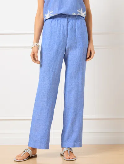 Talbots Plus Petite - Wide Leg Washed Linen Pants - Cross-dyed - Majesty Blue/white - 3x  In Majesty Blue,white