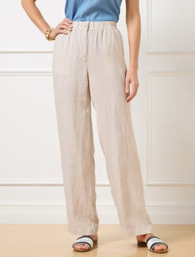 Talbots Plus Petite - Wide Leg Washed Linen Pants - Cross-dyed - Beige/white - 3x  In Beige,white