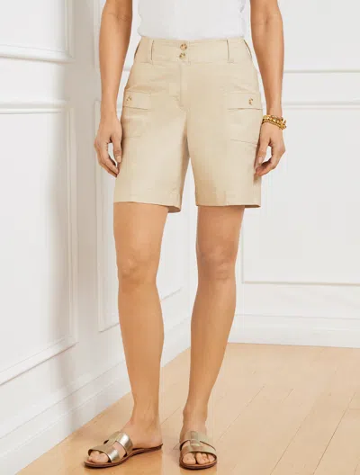 Talbots Petite - Stretch Linen Utility Shorts - Cool Beige - 10  In Cool Beige