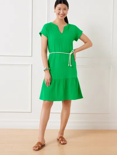 Talbots Plus Size - Drop Waist Gauze Shift Dress - Bright Green - 3x  In Bright Green