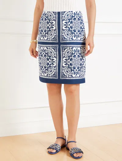 Talbots Plus Petite - Canvas A-line Skirt - Elaborate Medallion - Ink/white - 20  In Ink,white