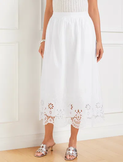Talbots Plus Petite - Embroidered Poplin Fit & Flare Skirt - White - 20 - 100% Cotton  In White