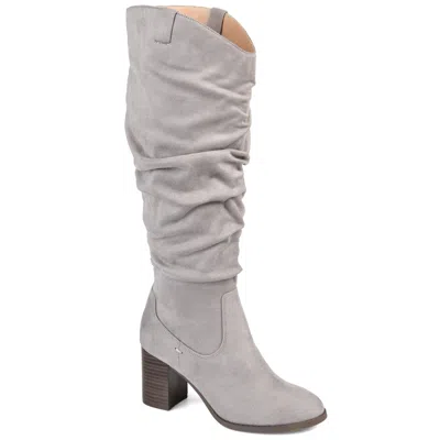 Journee Collection Aneil Ruched Tall Boot In Grey