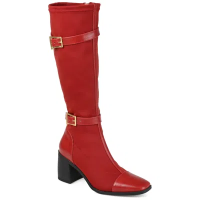 Journee Collection Womens Gaibree Stacked Heel Knee High Boots In Red