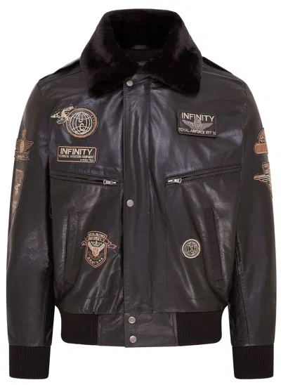 Infinity Leather Mens Leather Us Air Force Bomber Jacket- Lieksa In Black