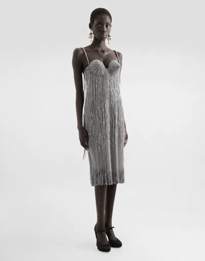 Dolce & Gabbana Crystal-embellished Midi Dress In Multicolor