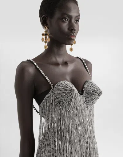 Dolce & Gabbana Crystal-embellished Midi Dress In Multicolor