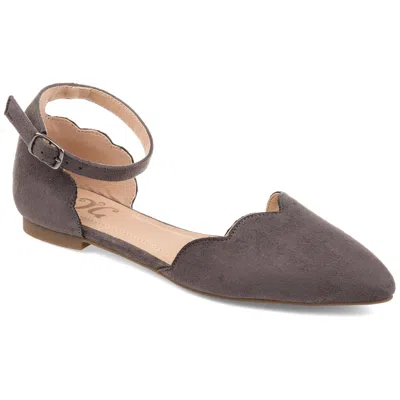 Journee Collection Womens Lana Buckle Pointed Toe Ballet Flats In Grey