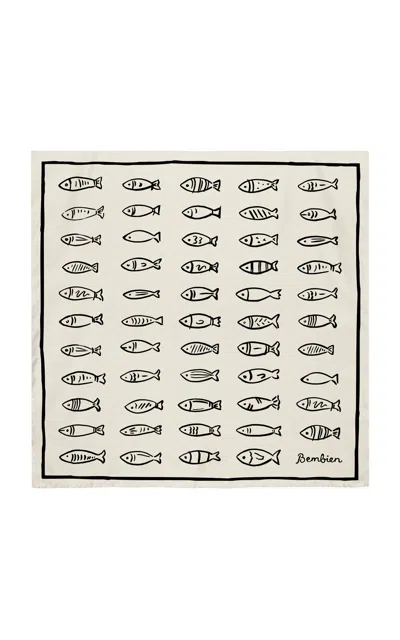 Bembien Pesce Silk Scarf In Black,white