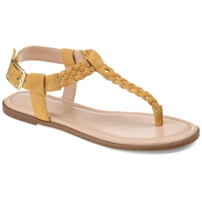 Journee Collection Womens Genevive Ankle Strap Flat Sandals In Yellow