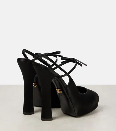 Dolce & Gabbana Vally 105 Satin Slingback Pumps In Black