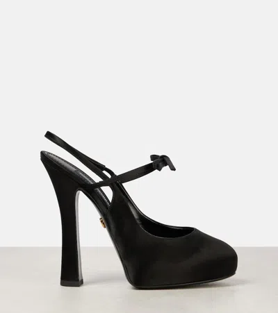 Dolce & Gabbana Vally 105 Satin Slingback Pumps In Black
