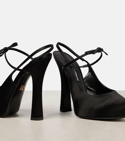 Dolce & Gabbana Vally 105 Satin Slingback Pumps In Black