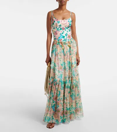 Chloé Floral Tiered Silk Skirt With Elastic Waistband In Multicoloured