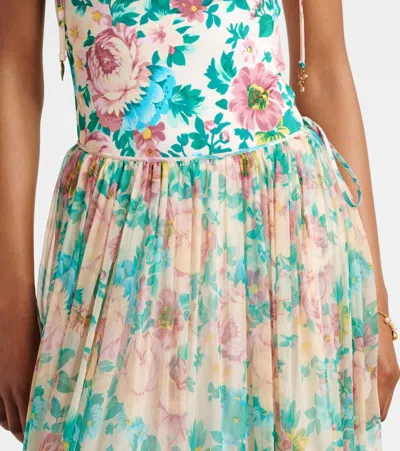 Chloé Floral Tiered Silk Skirt With Elastic Waistband In Multicoloured
