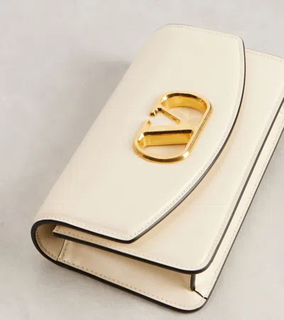 Valentino Garavani Small Leather Clutch With Adjustable Chain Strap In White