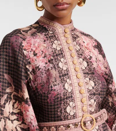 Zimmermann Womens Black Floral Illuminate Floral Linen Midi Dress Xs In Brown