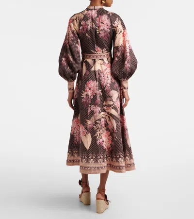 Zimmermann Womens Black Floral Illuminate Floral Linen Midi Dress Xs In Brown