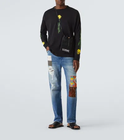 Loewe Patchwork Straight Jeans In Blue