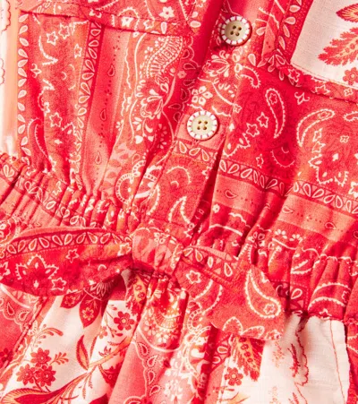 Zimmermann Cotton Lucky Kids Pocket Playsuit In Red