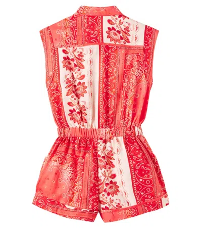 Zimmermann Cotton Lucky Kids Pocket Playsuit In Red