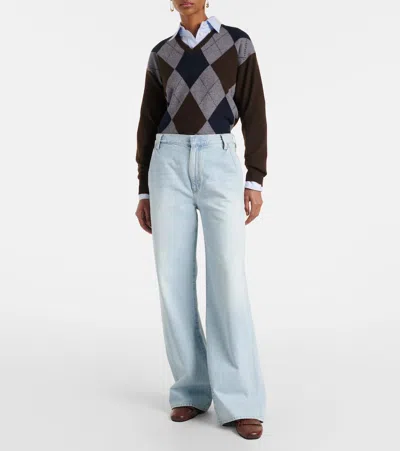 Agolde Harper High-rise Wide-leg Denim Trousers In Blue