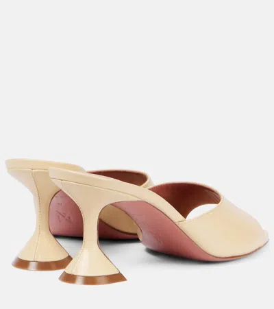 Amina Muaddi Lupita Leather Pedestal Mule Sandals In Beige