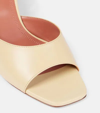 Amina Muaddi Lupita Leather Pedestal Mule Sandals In Beige