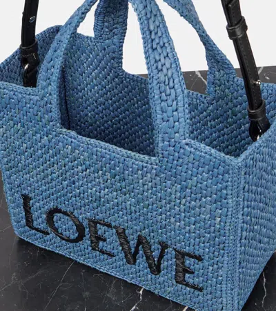 Loewe Women's Font Small Raffia Bag In Blue
