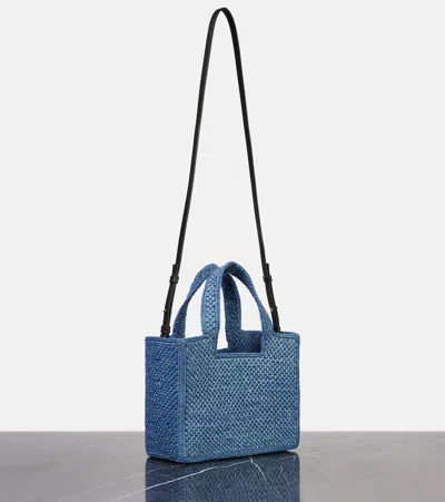 Loewe Women's Font Small Raffia Bag In Blue