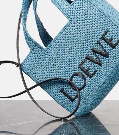 Loewe Women's Font Small Raffia Bag In Blue