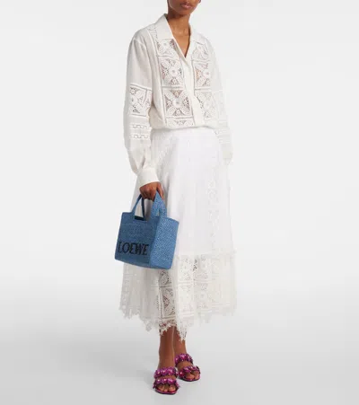 Loewe Women's Font Small Raffia Bag In Blue