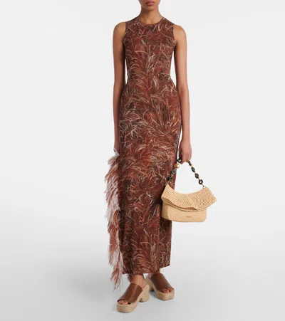 Loewe Medium Ola Bag In Raffia And Calfskin In Neutrals