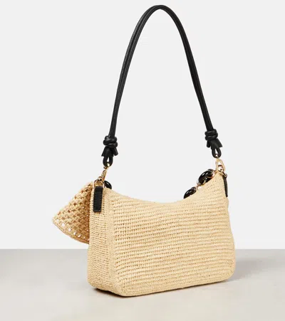 Loewe Medium Ola Bag In Raffia And Calfskin In Neutrals