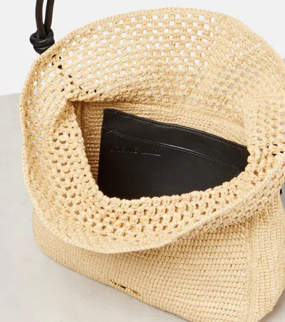 Loewe Medium Ola Bag In Raffia And Calfskin In Neutrals