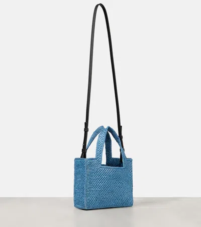 Loewe Women's Font Small Raffia Bag In Blue