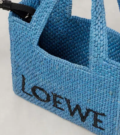 Loewe Women's Font Small Raffia Bag In Blue