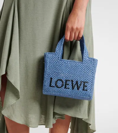 Loewe Women's Font Small Raffia Bag In Blue