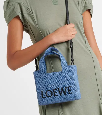 Loewe Women's Font Small Raffia Bag In Blue