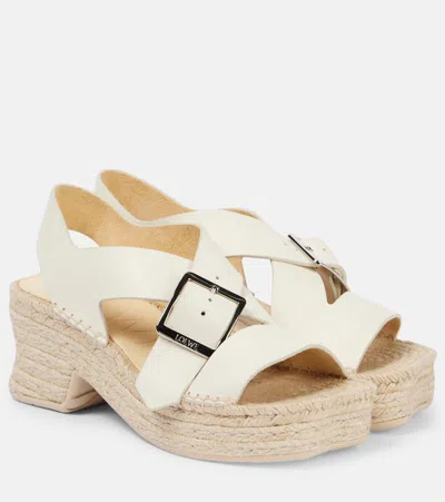 Loewe Petal Espadrille High Heel Sandals In White