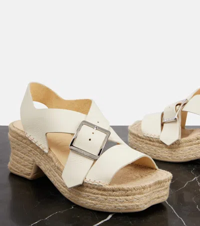 Loewe Petal Espadrille High Heel Sandals In White