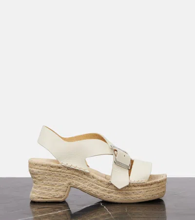 Loewe Petal Espadrille High Heel Sandals In White